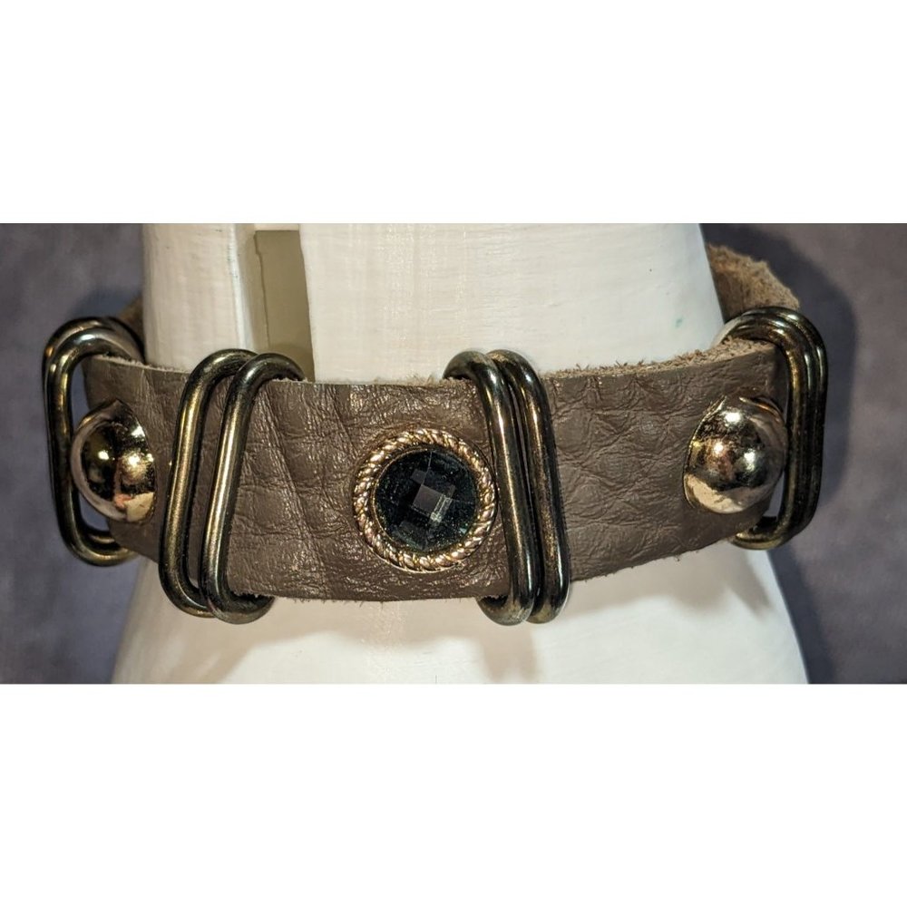 King Star Grey Leather Gemmed Bracelet